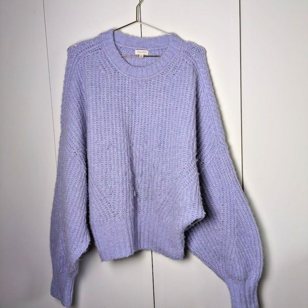 Pilcro The Blake Women M Slouchy Sleeve Crewneck Batwing Lavender Sweater Purple